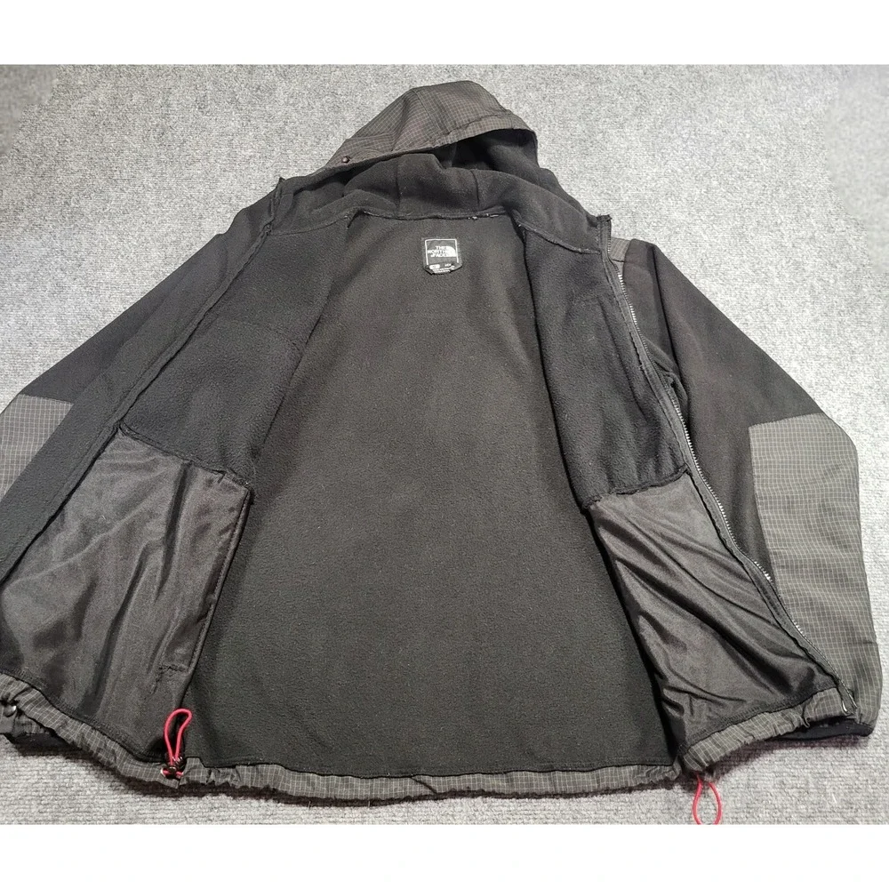 VTG THE NORTH FACE DENALI FULL ZIP HOODIE FLEECE BLACK & GRAY JACKET SIZE SMALL